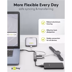 Goobay 74460 hub & concentrateur USB Type-C 5000 Mbit/s Gris clair - Vue supplémentaire 7