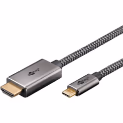 Goobay 75699 câble vidéo et adaptateur 1 m USB Type-C HDMI Type A (Standard) Noir, Argent