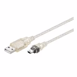 Goobay USB MINI-B 5 pin 100 TRANS 1m, 1 m, USB A, Mini-USB B, Mâle/Mâle, Transparent