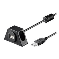 Goobay USB2.0 AA 200 CLIP II, 2m câble USB USB A Noir