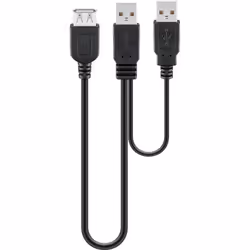 Deltaco 93353, 0,3 m, USB A, 2 x USB A, USB 2.0, 480 Mbit/s, Noir