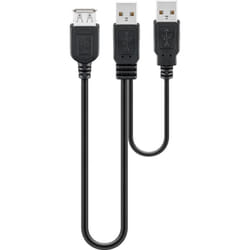 Deltaco 93353 câble USB 0,3 m USB 2.0 USB A 2 x USB A Noir