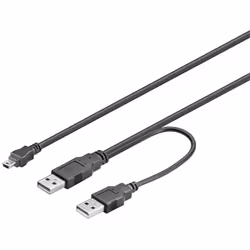 Goobay 0.6 m 2 x USB A/mini USB B, 0,6 m, Mini-USB B, 2 x USB, USB 2.0, Mâle/Mâle, Noir