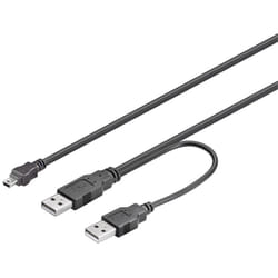 Goobay 0.6 m 2 x USB A/mini USB B câble USB 0,6 m USB 2.0 Mini-USB B Noir