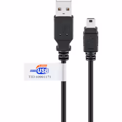 Goobay 93902, 1,8 m, Mini-USB B, USB A, USB 2.0, 480 Mbit/s, Noir