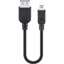 Goobay 95006, 0,2 m, USB A, Mini-USB B, USB 2.0, Mâle/Femelle, Noir