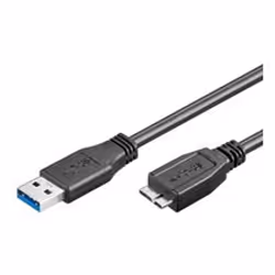 Goobay 1m USB 3.0 A/micro-B, 1 m, USB A, Micro-USB B, Mâle/Mâle, 5120 Mbit/s, Noir