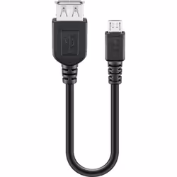 Goobay 95193, 0,2 m, USB A, Micro-USB B, USB 2.0, Mâle/Femelle, Noir