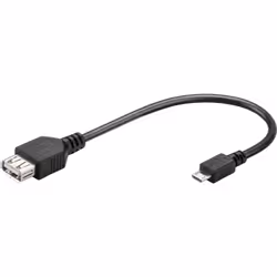 Goobay 95194, 0,2 m, USB A, Micro-USB B, USB 2.0, Mâle/Femelle, Noir