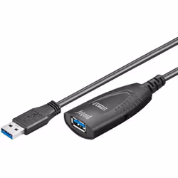 Goobay 5m USB 3.0, 5 m, USB A, USB A, USB 3.2 Gen 1 (3.1 Gen 1), Mâle/Femelle, Noir