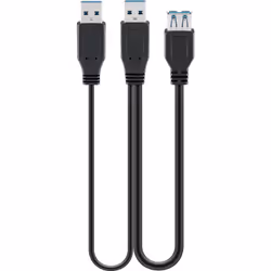 Goobay USB 3.0, 0.3 m, 0,3 m, USB A, 2 x USB A, USB 3.2 Gen 1 (3.1 Gen 1), 5000 Mbit/s, Noir