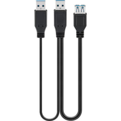 Goobay USB 3.0, 0.3 m câble USB 0,3 m USB 3.2 Gen 1 (3.1 Gen 1) USB A 2 x USB A Noir