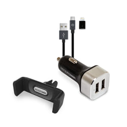 RealPower 168182 chargeur d'appareils mobiles Smartphone Noir, Argent Allume-cigare Auto
