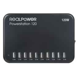 RealPower Power Station 120 Smartphone, Tablette Noir Secteur Intérieure