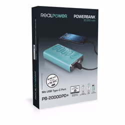 RealPower PB-20000PD+ Nutopia 20000 mAh Bleu - Vue supplémentaire 5