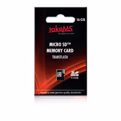 takeMS MicroSDHC 16GB, 16 Go, MicroSDHC, Classe 4, 4 Mo/s, 4 Mo/s, Noir