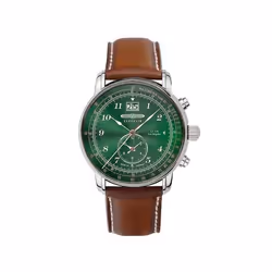 Montre - Zeppelin - Los Angeles - Acier - Cuir Marron - Dual Time - Étanche 50m