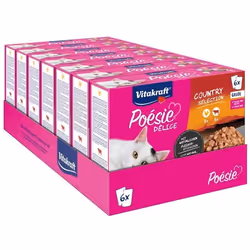 7 x 6 Sachets fraîcheur au Boeuf et à la Dinde - Nourriture en gelée pour Chat - Vitakraft Poésie