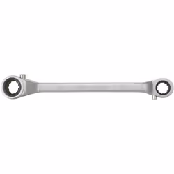 12 pans Selon DIN 838 / ISO 1085 Œil coudé à 75° Cliquet réversible 24 dents Finition mate Chrome Vanadium - Code EAN: 404214 ...