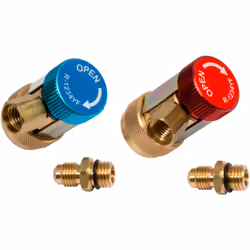 Pour circuits de climatisation R1234YF Tête pivotante à 360° Filetage 12 mm F x 16 mm Livré avec adaptateur mâle/mâle M12x1,5 ...