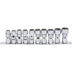 Kstools - 3/8 Jeu de douilles articulées 6 pans CHROMEplus, 10 pcs 10-19 mm