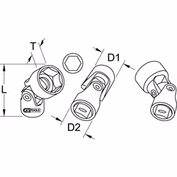 3/8 Douilles articulées 6 pans CHROMEplus, 10mm