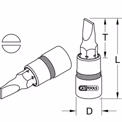 Kstools - 3/8 Douille tournevis, fente, 5,5mm