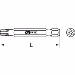 1/4 Embouts, Torx, percés, 75mm, T27