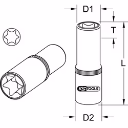 Kstools - 1/2 Douilles Torx e, longues, E11