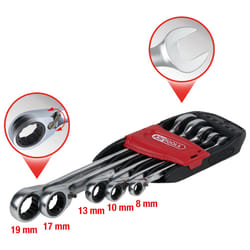 KS TOOLS Jeu de clés mixtes à cliquet réversible GEARplus, 5 pcs 8-19mm