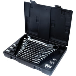 Jeu de clés mixtes à cliquet à tête inclinable à verrouillage GEARplus, 18 pcs