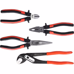 KS Tools 115.1004, Ensemble de pinces, Chrome, Noir, Rouge, 1,44 kg