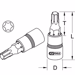 Kstools - 1/2 Douilles tournevis Torx, CHROMEplus, T15