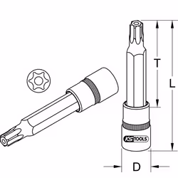 Kstools - 1/2 Douilles tournevis Torx percé CHROMEplus,longues, TB45