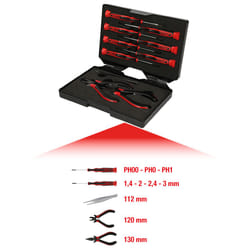 Coffret de pinces et tournevis électroniques, 1,4 à 3 mm - 10 pcs