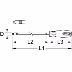 KS TOOLS Tournevis flexibles pour douilles ERGOTORQUEplus extra longs, 1/4''