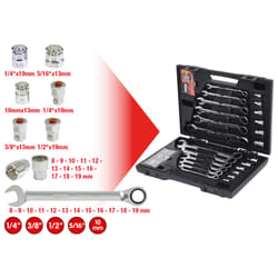 KS TOOLS Jeu de clés mixtes à cliquet GEARplus RINGSTOP, 30 pcs avec adaptateurs - 503.4960