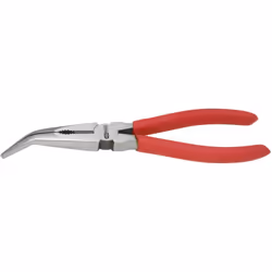 Description générale Pince à bec demi-rond coudé à 45°, idéale pour manipuler des fils en acier dur et semi-dur. Ses mâchoire ...