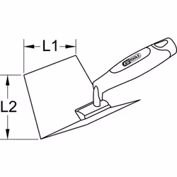 Truelle d'angle intérieur - lame flexible inox - manche bi-composant - 100x125mm