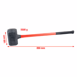 KS Tools 140.5259, Marteau en plastique, Polyuréthane (PU), Fibre de verre, Noir, Rouge, 89 cm, 5,76 kg