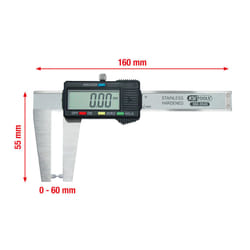 Kstools - Pied à coulisse en inox digital pour disques de frein 0 - 60 mm, 160mm