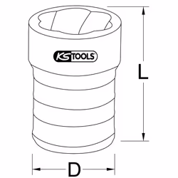 Kstools - 1/4 Douilles à chocs spirales, 12mm
