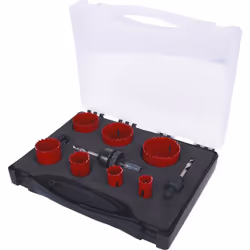 Description du produit: Coffret de scies cloches pour les installateurs sanitaires, 9 pcs - Coffret de scies cloches pour les ...