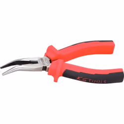 Pince à bec demi-ronde coudée KS TOOLS poignée bi-composants - 210 mm - 115.1019 - - Selon DIN / ISO 5745 HRC 58 + / - - 3 Mâ ...