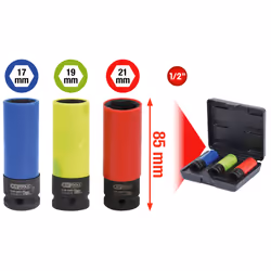 KS Tools 515.1070, Ensemble de douilles, 1/2", 3 tête(s), Acier au chrome-molybdène, ISO 1174, DIN 3121, 780 g