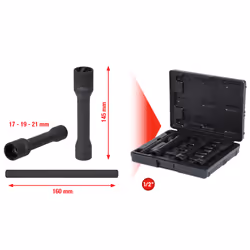 KS Tools 913.1290, Ensemble de douilles, 1/2", 4 tête(s), Acier au chrome-molybdène, ISO 1174, DIN 3121, 1,5 kg