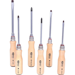 Kstools - Jeu de tournevis manche bois, 6 pcs