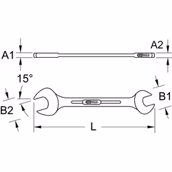 Kstools - Clés à fourche CHROMEplus, 3/8 x 7/16