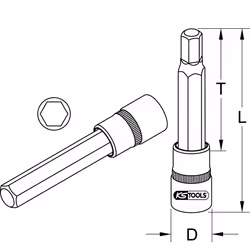 Kstools - Douille tournevis six pans intérieur 1/2, L=140 mm, 10 mm