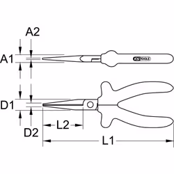 Kstools - Pince plate à bec long 1000V, 160mm